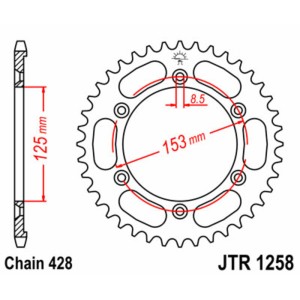 Corona JT SPROCKETS acero estándar 1258 - Paso 428