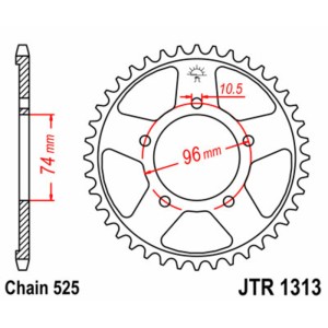 Corona JT SPROCKETS acero estándar 1313 - Paso 525