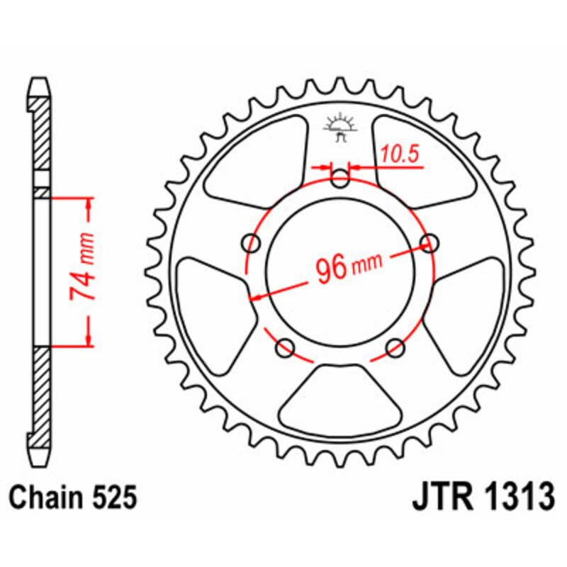 Corona JT 1313 de acero con 42 dientes