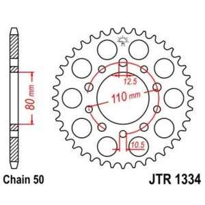 Corona JT 1334 de acero con 39 dientes