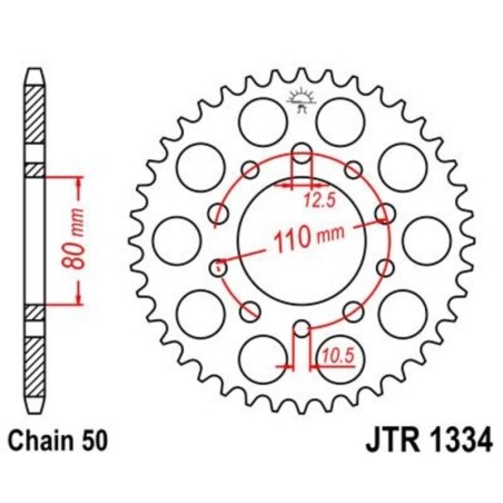 Corona JT 1334 de acero con 39 dientes