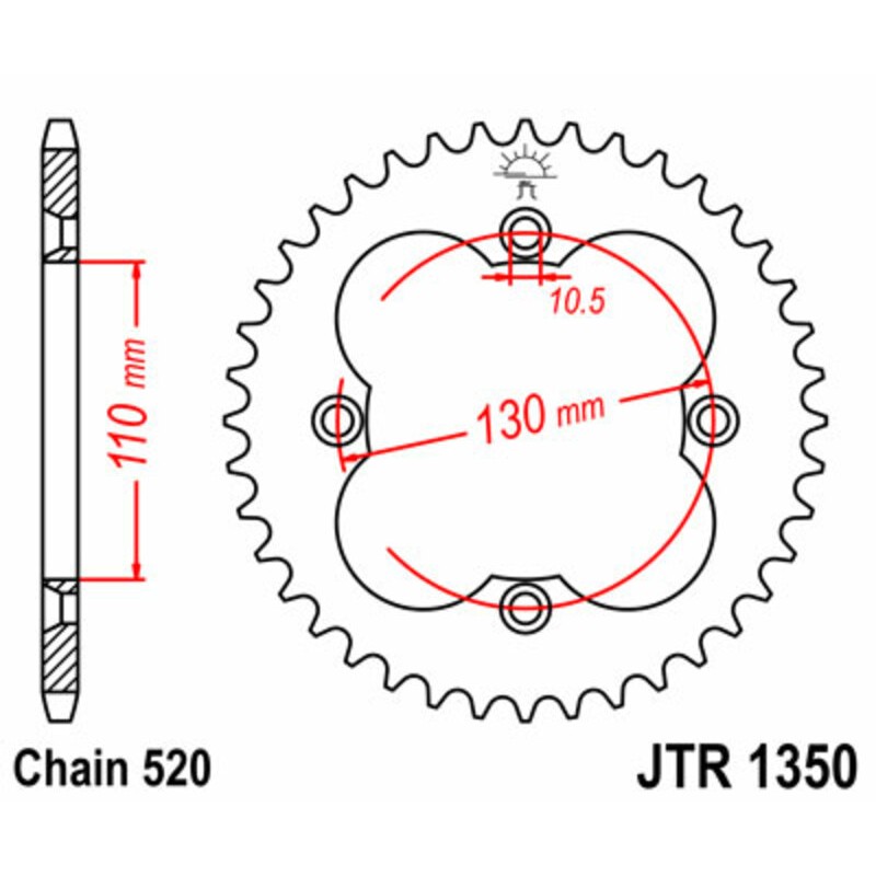 Corona JT SPROCKETS acero estándar 1350 - 520