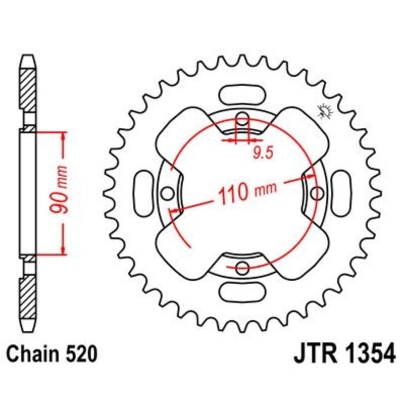 Corona JT 1354 de acero con 38 dientes