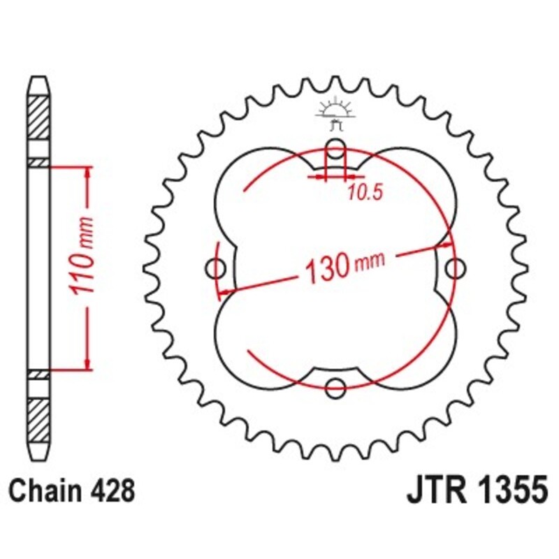 Corona JT 1355 de acero con 48 dientes