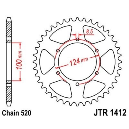 Corona JT 1412 de acero con 37 dientes