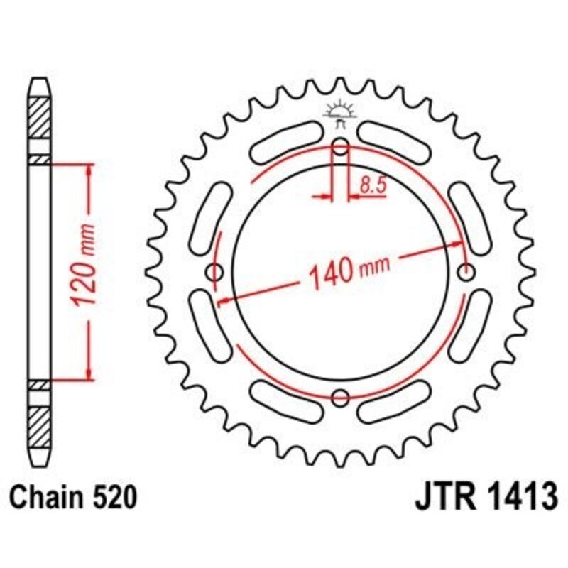 Corona JT 1413 de acero con 39 dientes