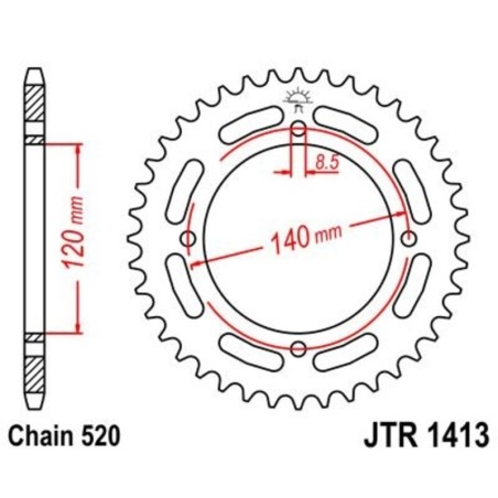 Corona JT 1413 de acero con 39 dientes