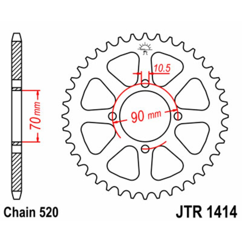 Corona JT SPROCKETS acero estándar 1414 - Paso 520