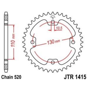 Corona JT 1415 de acero con 38 dientes