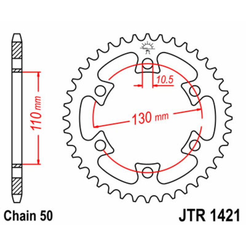 Corona JT SPROCKETS acero estándar 1421 - Paso 530
