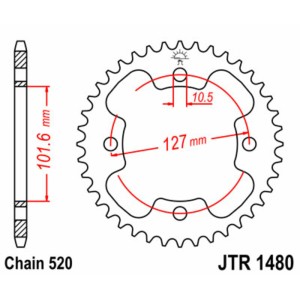 Corona JT SPROCKETS acero estándar 1480 - Paso 520