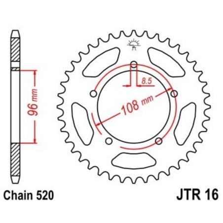 Corona JT 16 de acero con 40 dientes