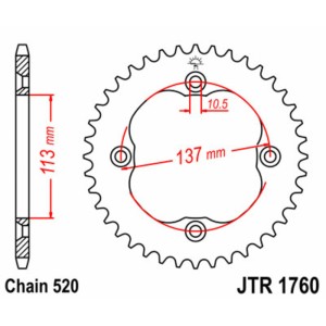 Corona JT SPROCKETS acero estándar 1760 - 520