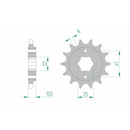 Piñón AFAM acero estándar 20506 - Paso 525