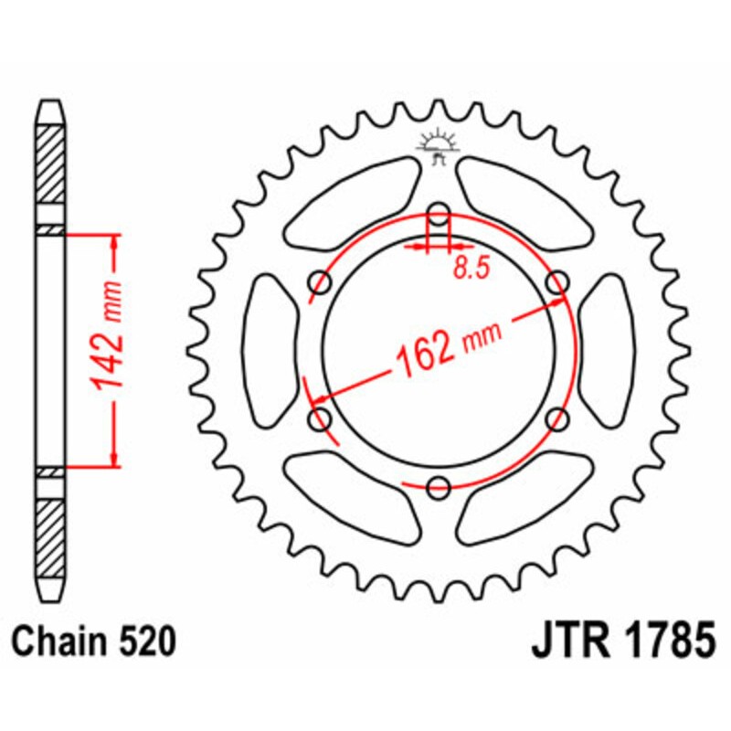 Corona JT SPROCKETS acero estándar 1785 - Paso 520