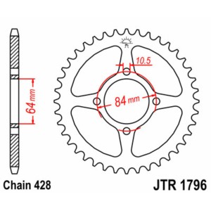 Corona JT SPROCKETS acero estándar 1796 - Paso 428