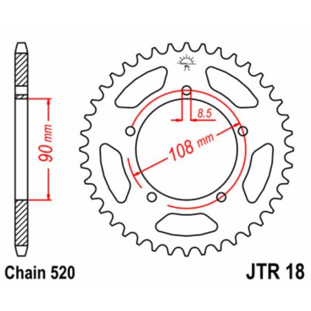 Corona JT SPROCKETS acero estándar 18 - Paso 520