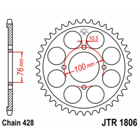 Corona JT SPROCKETS acero estándar 1806 - Paso 428