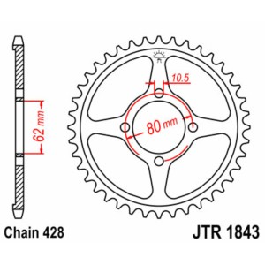 Corona JT SPROCKETS acero estándar 1843 - Paso 428