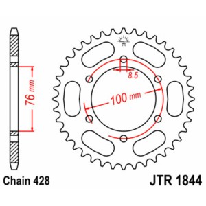 Corona JT SPROCKETS acero estándar 1844 - Paso 428