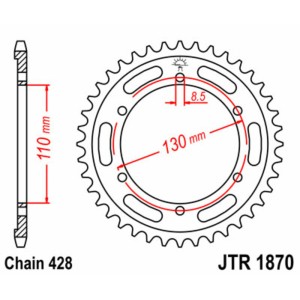 Corona JT SPROCKETS acero estándar 1870 - Paso 428
