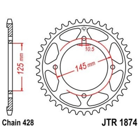 Corona JT 1874 de acero con 56 dientes
