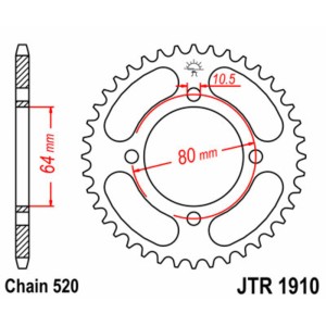 Corona JT SPROCKETS acero estándar 1910 - Paso 520