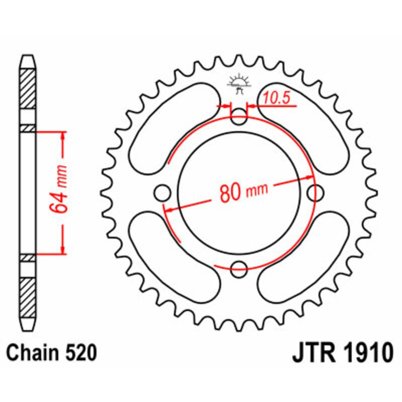 Corona JT SPROCKETS acero estándar 1910 - Paso 520