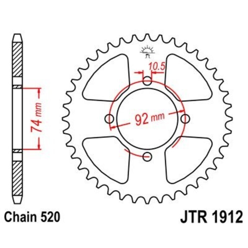 Corona JT 1912 de acero con 42 dientes