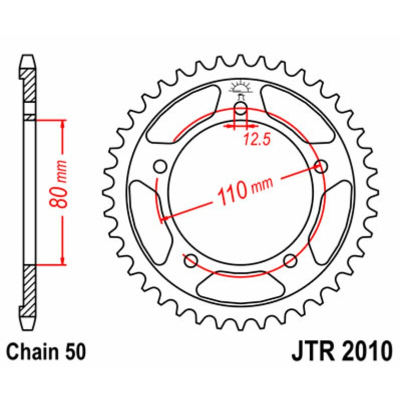 Corona JT SPROCKETS acero estándar 2010 - Paso 530