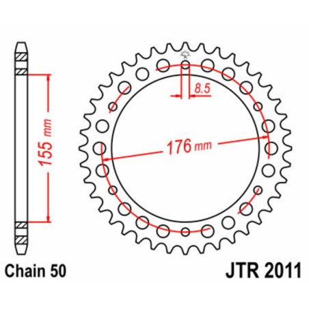 Corona JT SPROCKETS acero estándar 2011 - Paso 530
