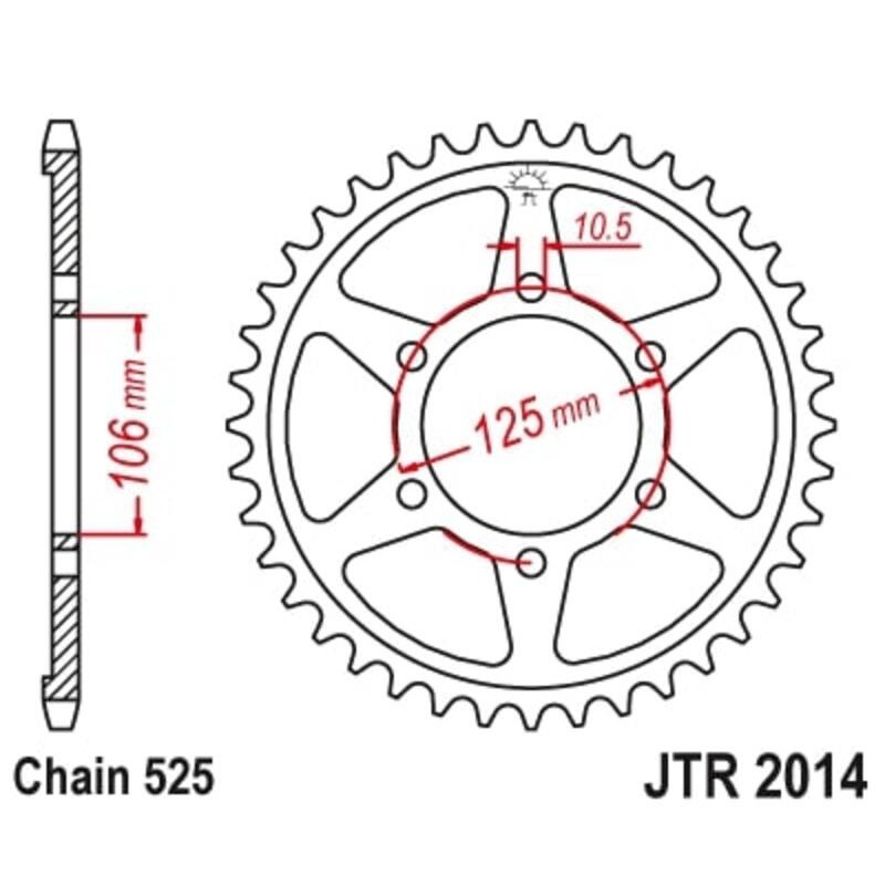 Corona JT SPROCKETS acero estándar 2014 - Paso 525