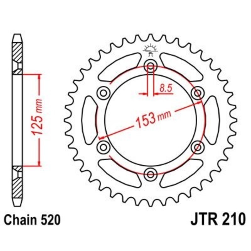 Corona JT 210 de acero con 47 dientes