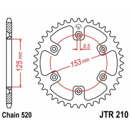 Corona JT 210 de acero con 50 dientes