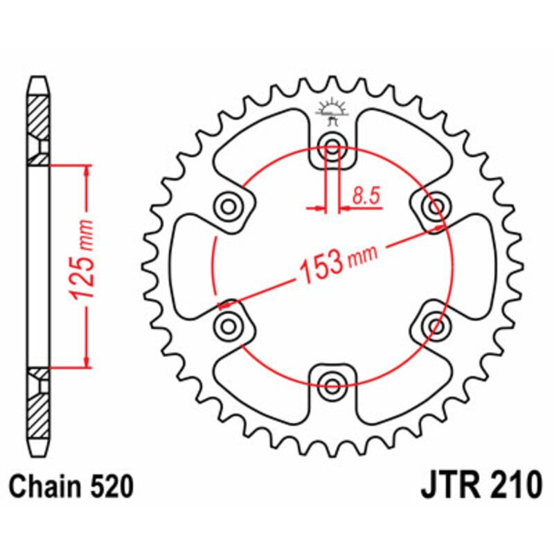 Corona JT 210 de acero con 51 dientes