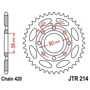 Corona JT 214 de acero con 36 dientes