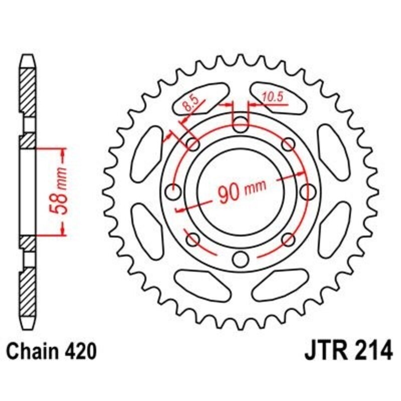 Corona JT 214 de acero con 36 dientes