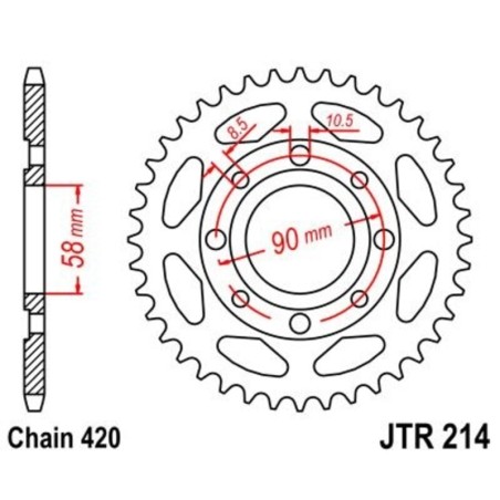 Corona JT 214 de acero con 36 dientes