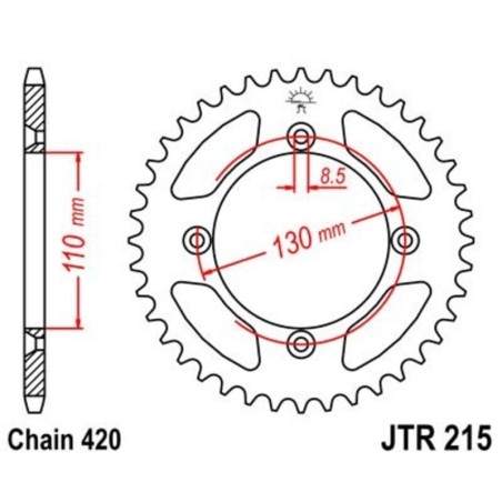 Corona JT 215 de acero con 50 dientes