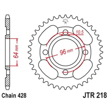 Corona JT 218 de acero Honda CG125 44 dientes