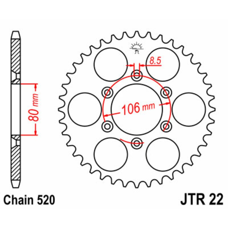 Corona JT 22 de acero con 49 dientes