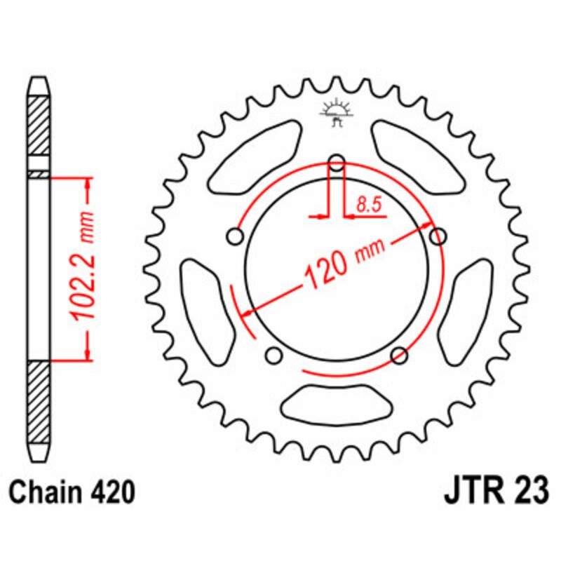 Corona JT SPROCKETS acero estándar 23 - Paso 420