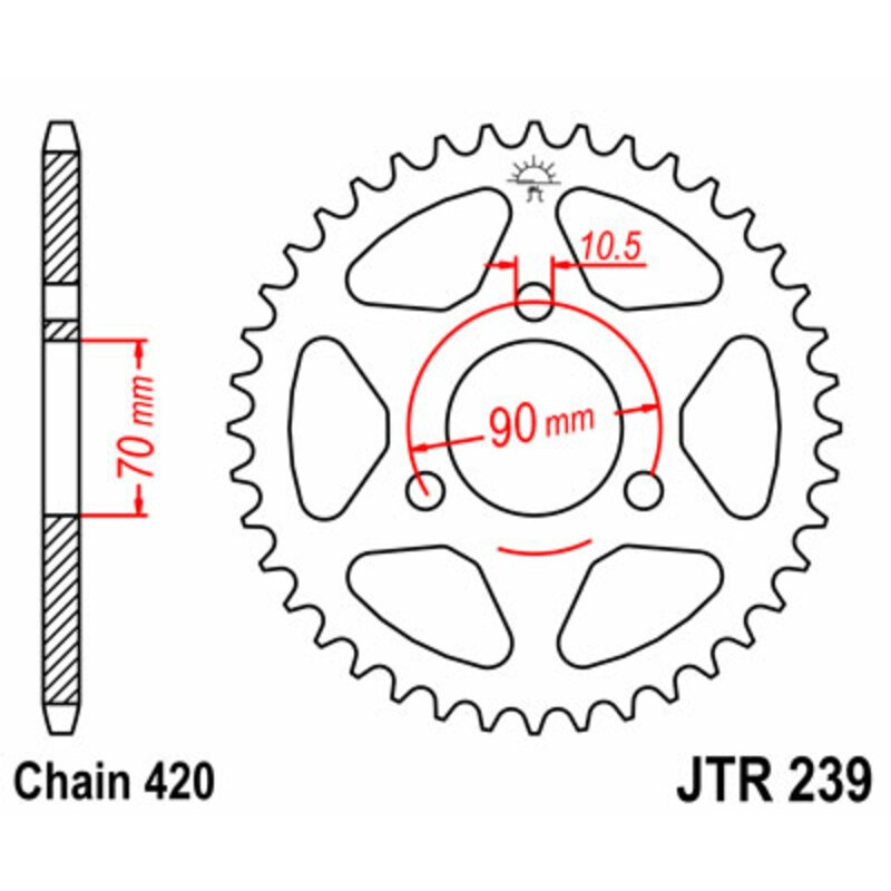 Corona JT SPROCKETS acero estándar 239 - Paso 420