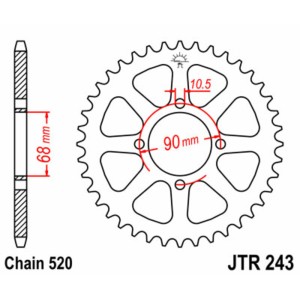 Corona JT SPROCKETS acero estándar 243 - Paso 520