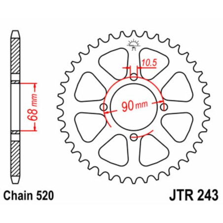 Corona JT SPROCKETS acero estándar 243 - Paso 520