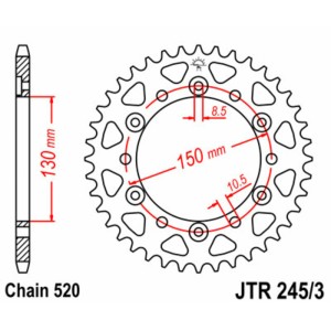 Corona JT SPROCKETS acero estándar 245/3 - Paso 520
