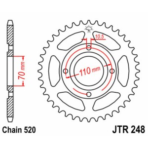 Corona JT SPROCKETS acero estándar 248 - Paso 520