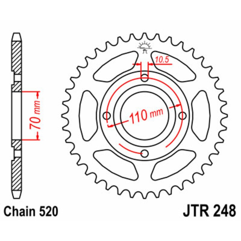 Corona JT SPROCKETS acero estándar 248 - Paso 520