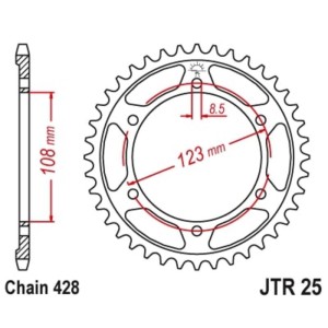 Corona JT SPROCKETS acero estándar 25 - 428