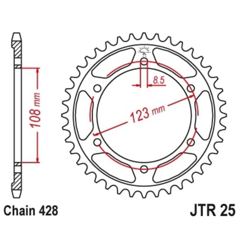 Corona JT SPROCKETS acero estándar 25 - 428